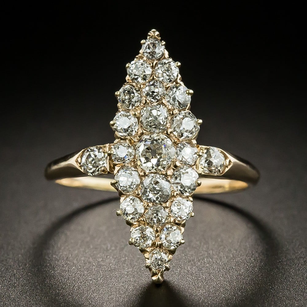 Victorian Diamond Navette-Shaped Dinner Ring.