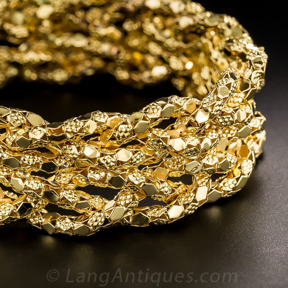 MidCentury18K Gold Woven Bracelet. Antique Jewelry University
