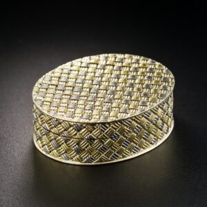 French Mid-Century Bicolor Gold Pill Box.