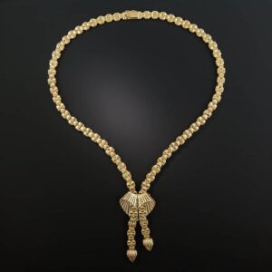 French Mid-Century 18K Gold Negligee Necklace.