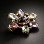 Georgian Multi-Colored Garnet and Quartz Brooch.