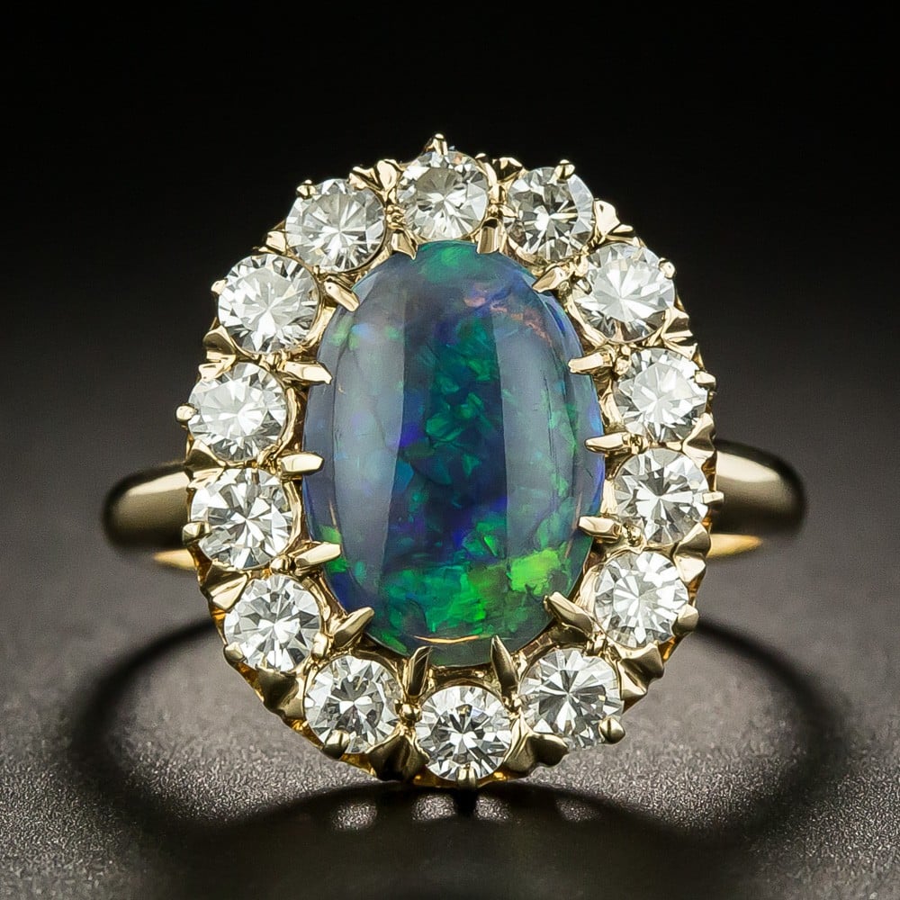 Mid-Century Black Opal and Diamond Ring. – Antique Jewelry University