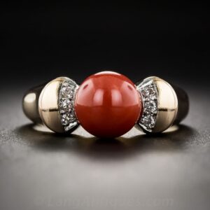 Mid-Century Coral and Diamond Ring.