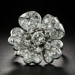 Mid-Century Diamond Floral Ring.