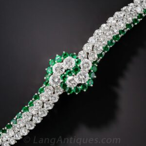 Mid-Century Diamond and Emerald Bracelet.