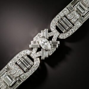 Mid-Century Modern Diamond and Platinum Bracelet.