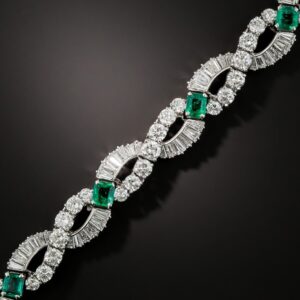 Oscar Heyman Bros. Mid-Century Emerald and Diamond Bracelet.