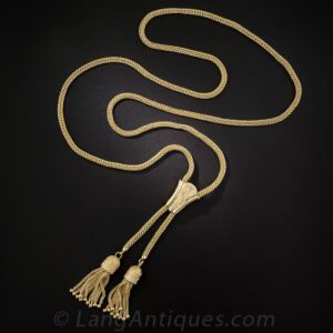 Mid-Century Yellow Gold Tassel Necklace.