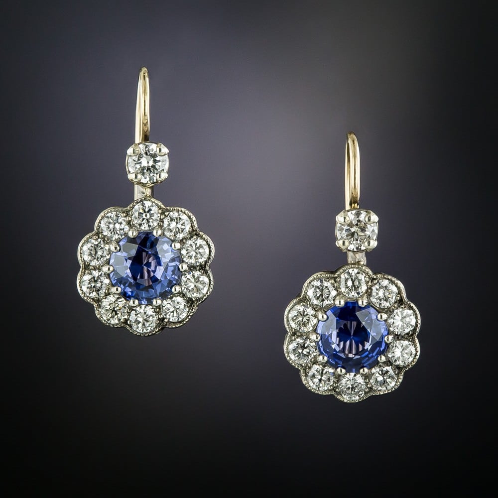 Sapphire and Diamond Earrings.