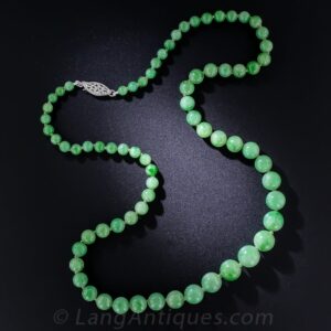 Natural Graduated Apple Green Jadeite Beads.