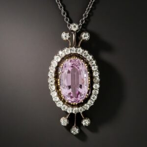 Victorian Pink Topaz and Diamond Pendant.