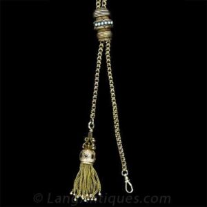 Victorian Leontine Watch Chain with Tassel and Slide.