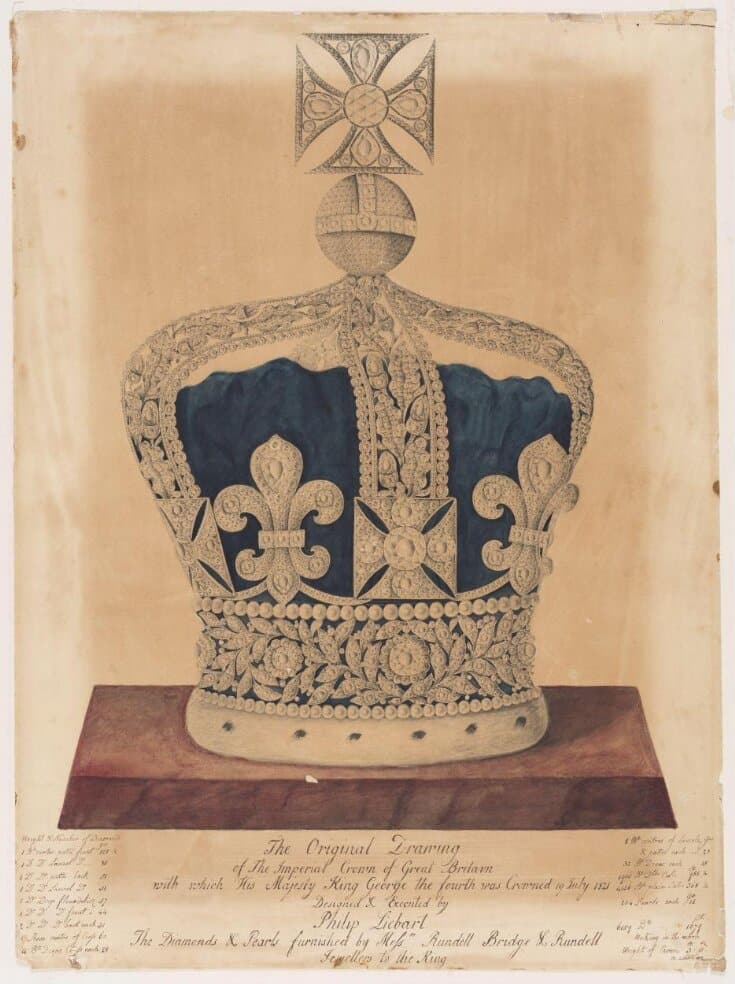 Design for Coronation Crown for King George IV of Great Britain. Courtesy of Victoria and Albert Museum Collection.