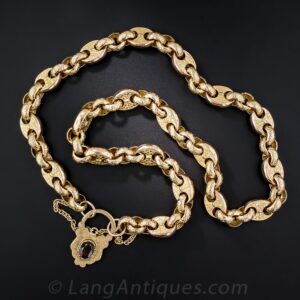 Anchor Link Chain with Padlock Clasp.