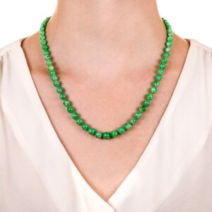 Princess Length Jadeite Bead Necklace.