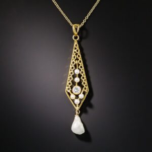 Vintage Diamond and Pearl Lavaliere.