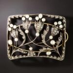 Vienna Secession (Art Nouveau) Pearl and Diamond Plaque-de-Cou.
