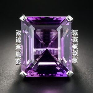Amethyst and Diamond Cocktail Ring.