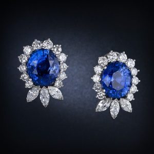 Ceylon Sapphire and Diamond Earrings.
