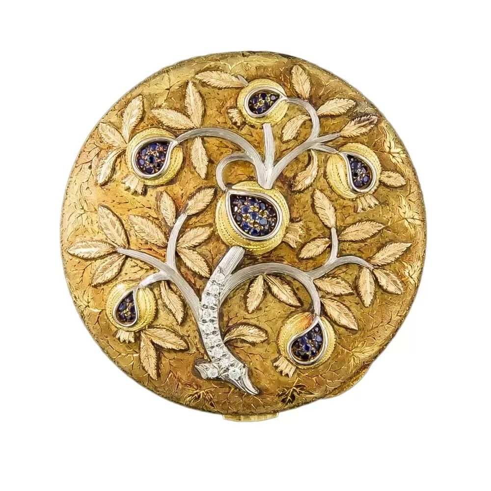 Buccellati Sapphire and Diamond Compact.