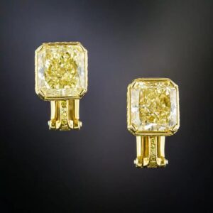 Bulgari Natural Fancy Yellow Diamond Earrings.