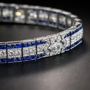 Oscar Heyman Art Deco Calibre Sapphire and Diamond Bracelet.