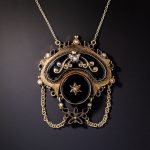Victorian Black Onyx and Seed Pearl Mourning Pendant.