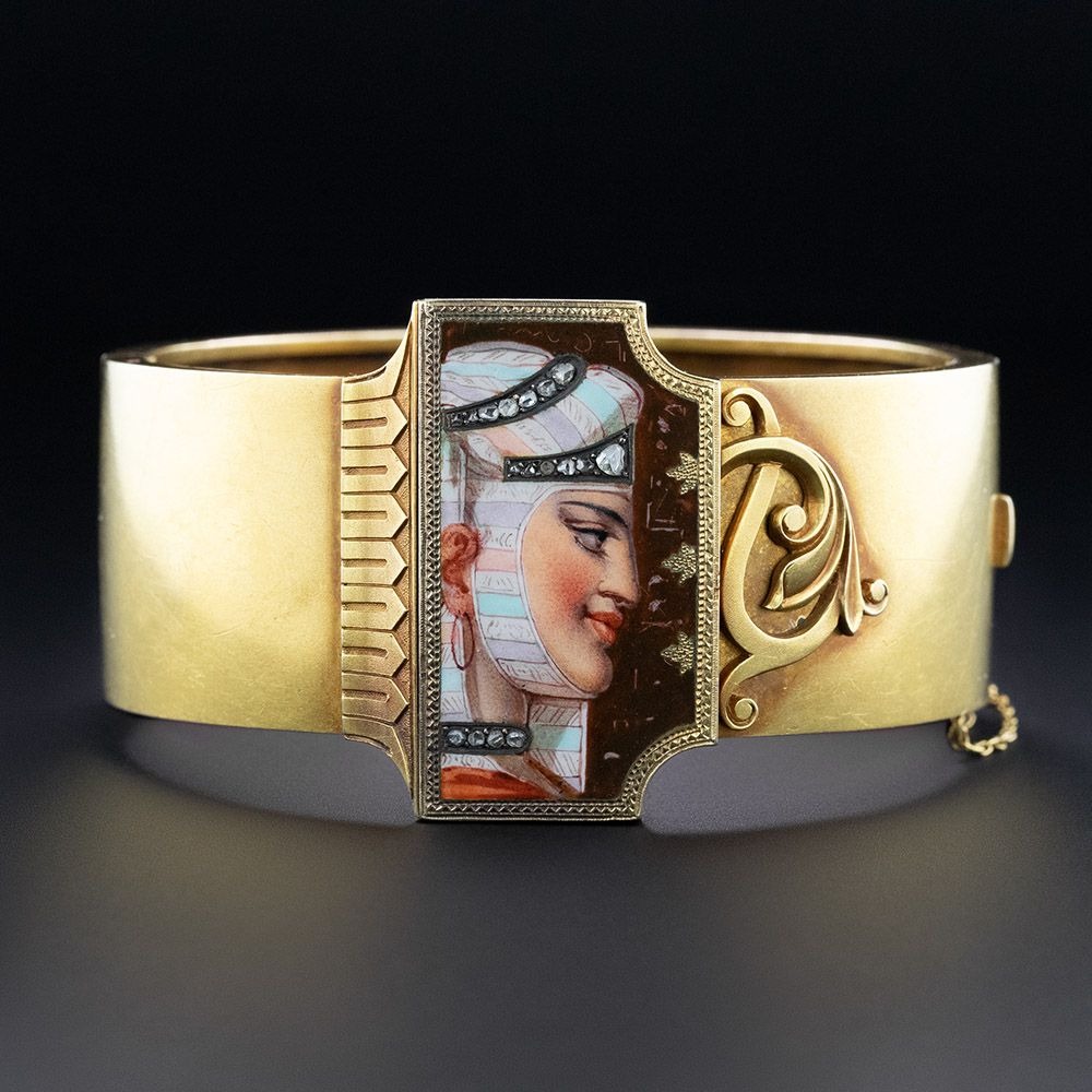 Victorian Egyptian Revival Bangle Bracelet.