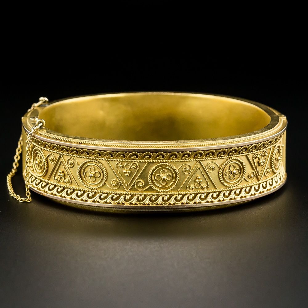 Victorian Etruscan Revival Bangle Bracelet.