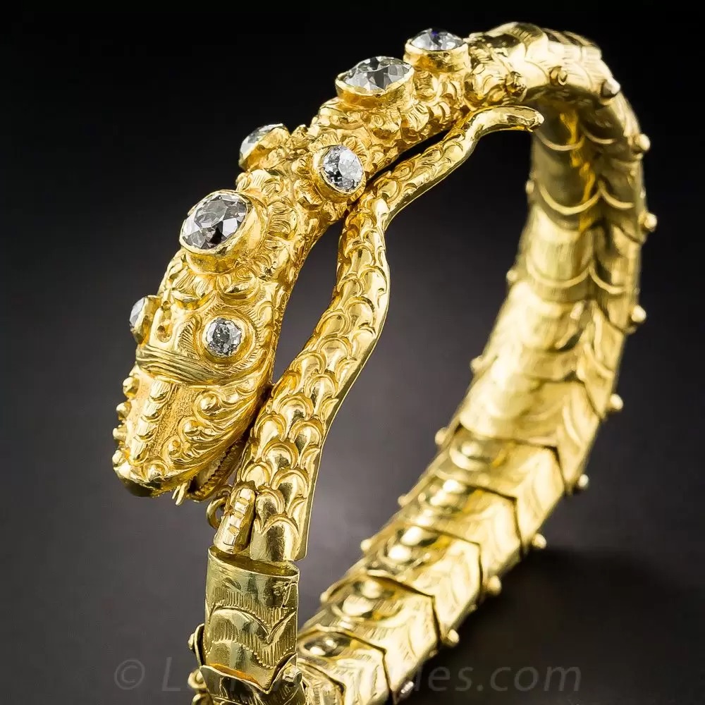 Articulated Vintage Diamond Snake Bracelet.