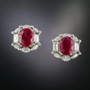 Burmese Ruby and Diamond Earrings.
