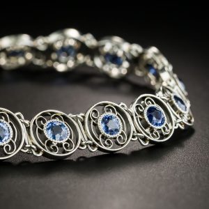 Edwardian Montana Sapphire and Platinum Bracelet.