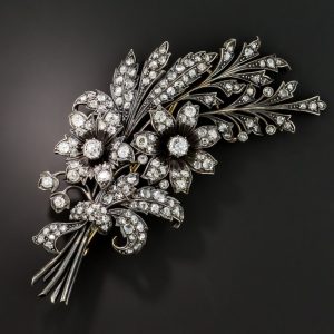 Victorian Diamond Floral Spray Brooch.