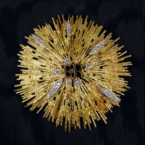 Presentation Brooch from Queen Elizabeth II to Betty Ford in Celebration of the American Bicentennial, Grima. On Display at the Gerald R. Ford Presidential Library.