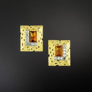 Citrine and Diamond Earrings, Grima.