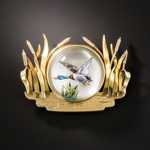 Reverse Crystal Intaglio Duck Motif Brooch.