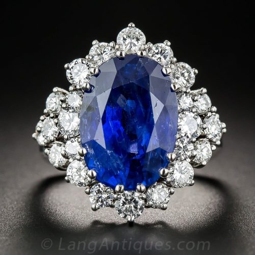 No-Heat Burma Sapphire and Diamond Ring