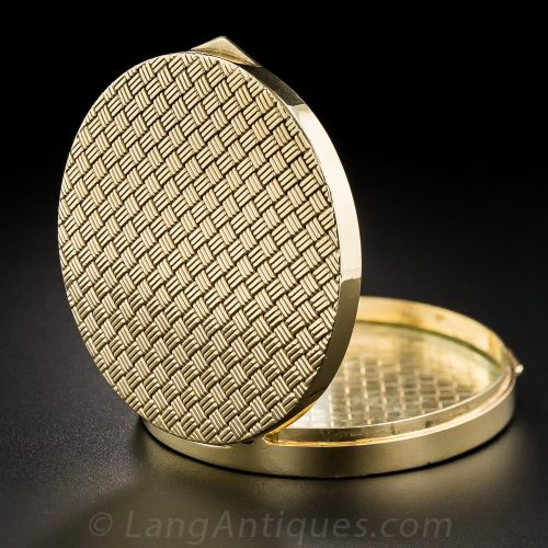 Mid-Century Woven Gold Compact.