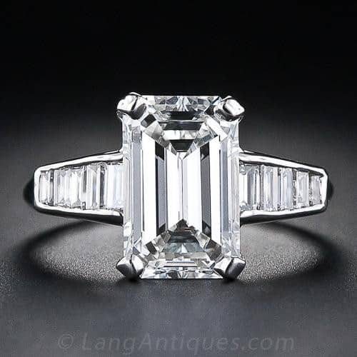 Emerald-Cut Diamond and Platinum Ring.