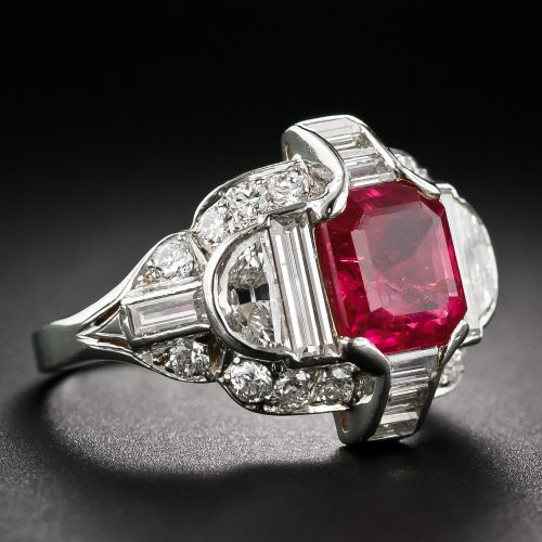 Art Deco Burmese Ruby Engagement Ring.