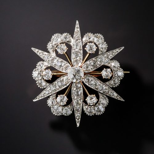 Victorian Diamond Starburst Pendant-Brooch, c.1885.