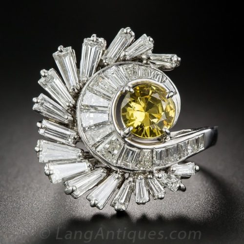 Yellow Sapphire and Diamond Cocktail Ring