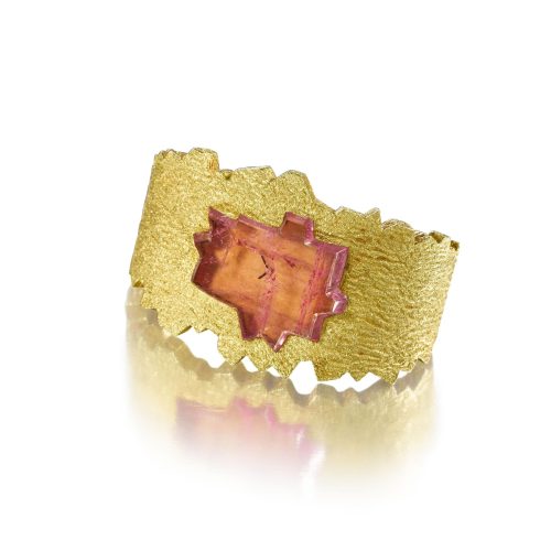 Pink Tourmaline, Gold “About Time” Watch Bangle “Greenland” No. 15, Grima, 1970. Photo Courtesy of Bonhams. Pink Tourmaline, Gold "About Time" Watch Bangle "Greenland" No. 15, Grima, 1970. Photo Courtesy of Bonhams.