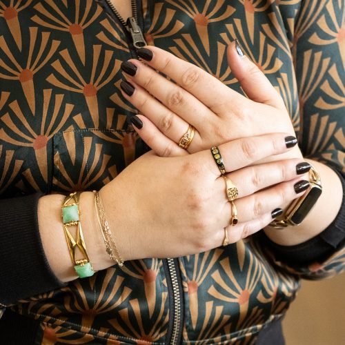 Art Deco Jadeite Bracelet on Model, Elizabeth, Lang Blog