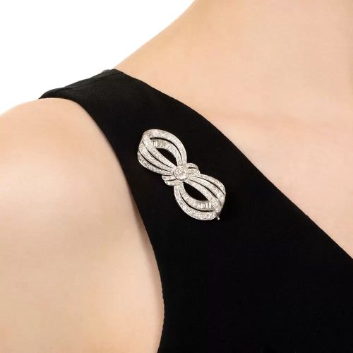 Art Deco Diamond Bow Brooch. Art Deco Diamond Bow Brooch.