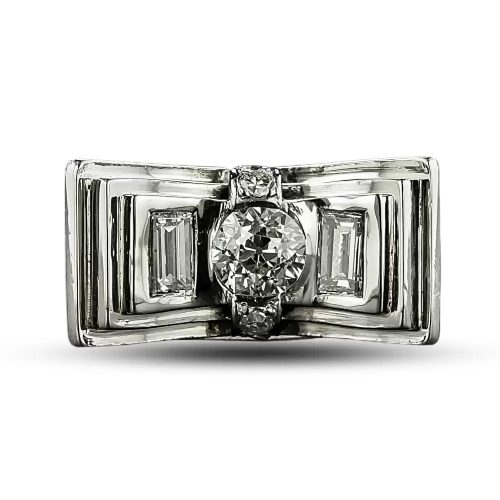 Art Deco Diamond Bow Ring. Art Deco Diamond Bow Ring.