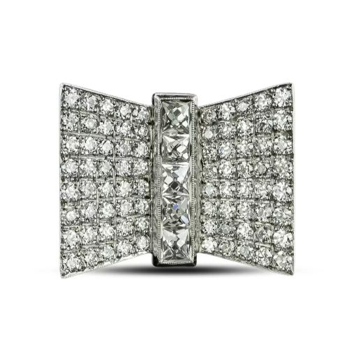 Estate Diamond Geometric Bow Ring. Estate Diamond Geometric Bow Ring.
