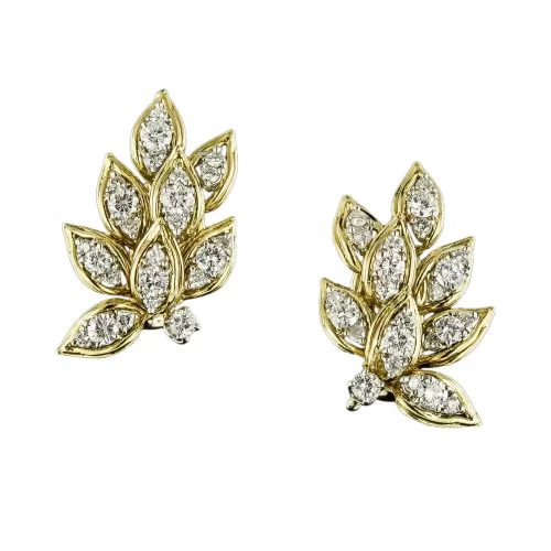 Diamond Leaf Earrings.