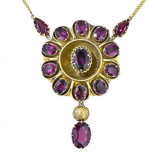 Victorian Rhodolite Garnet Necklace. Victorian Rhodolite Garnet Necklace.