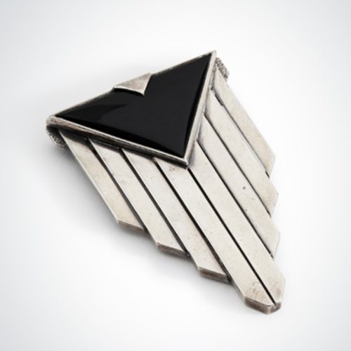 Art Deco Onyx and Silver Brooch, Jean Desprès, c.1929. Photo Courtesy of Sotheby's.